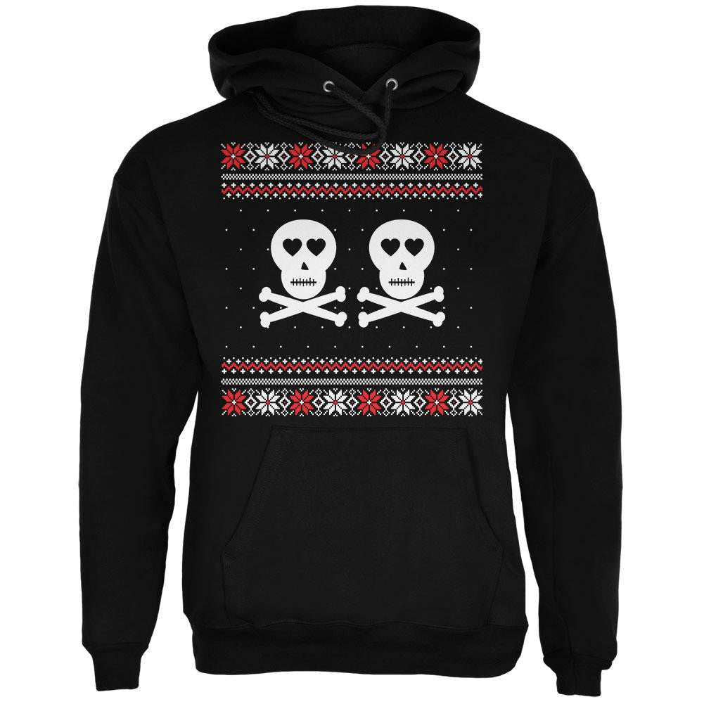 Skull and Crossbones Lovers Ugly Christmas Sweater Black Adult Pullover Hoodie Men's Hoodies Old Glory   