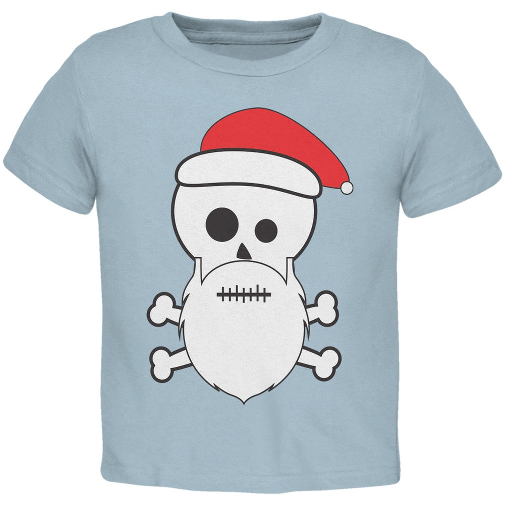 Skull and Crossbones Santa Light Blue Toddler T-Shirt Toddler T-Shirts Old Glory   