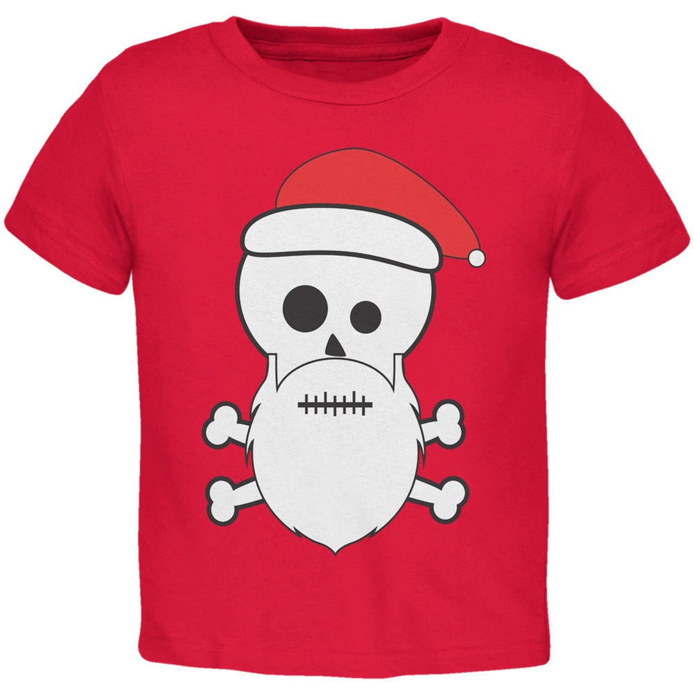 Skull and Crossbones Santa Light Blue Toddler T-Shirt Toddler T-Shirts Old Glory   