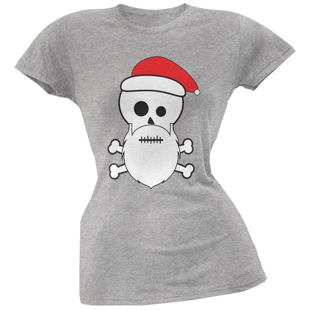 Skull and Crossbones Santa Sports Grey Juniors T-Shirt Juniors T-Shirts Old Glory   