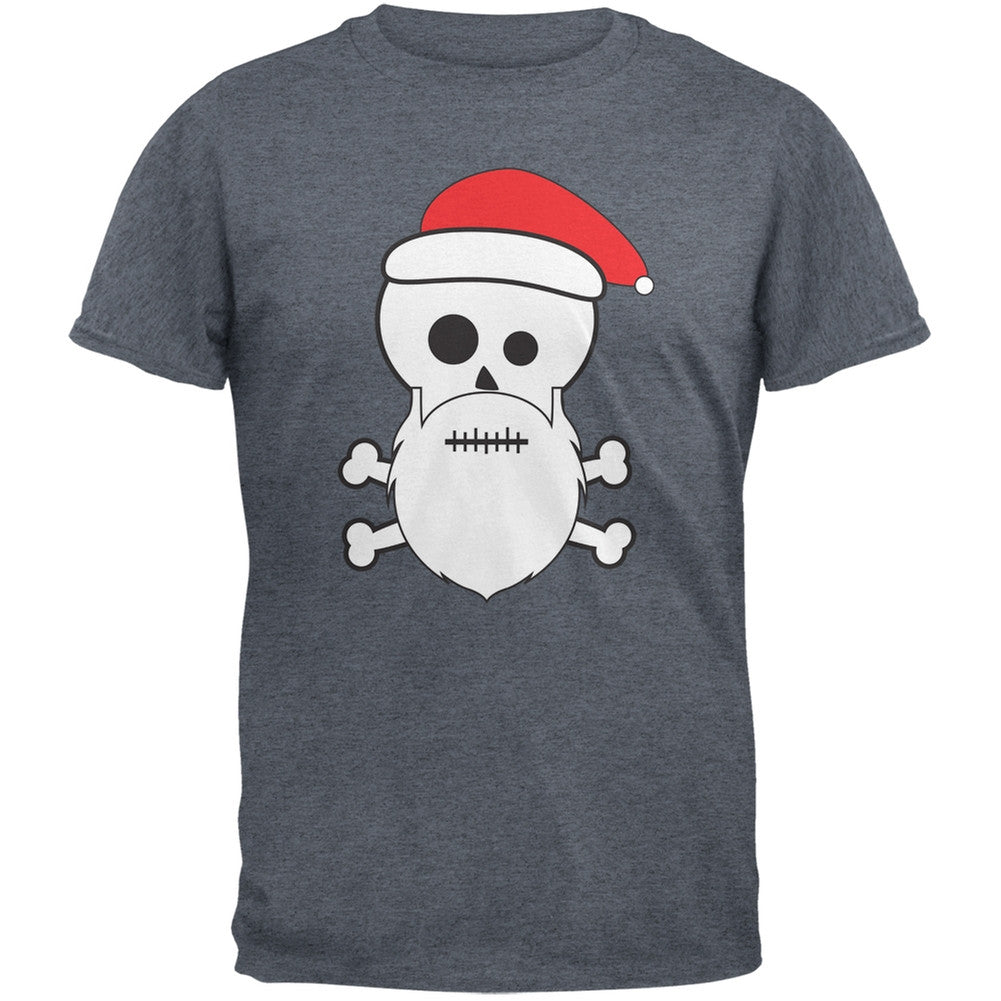 Skull and Crossbones Santa Dark Heather Grey Adult T-Shirt Men's T-Shirts Old Glory   