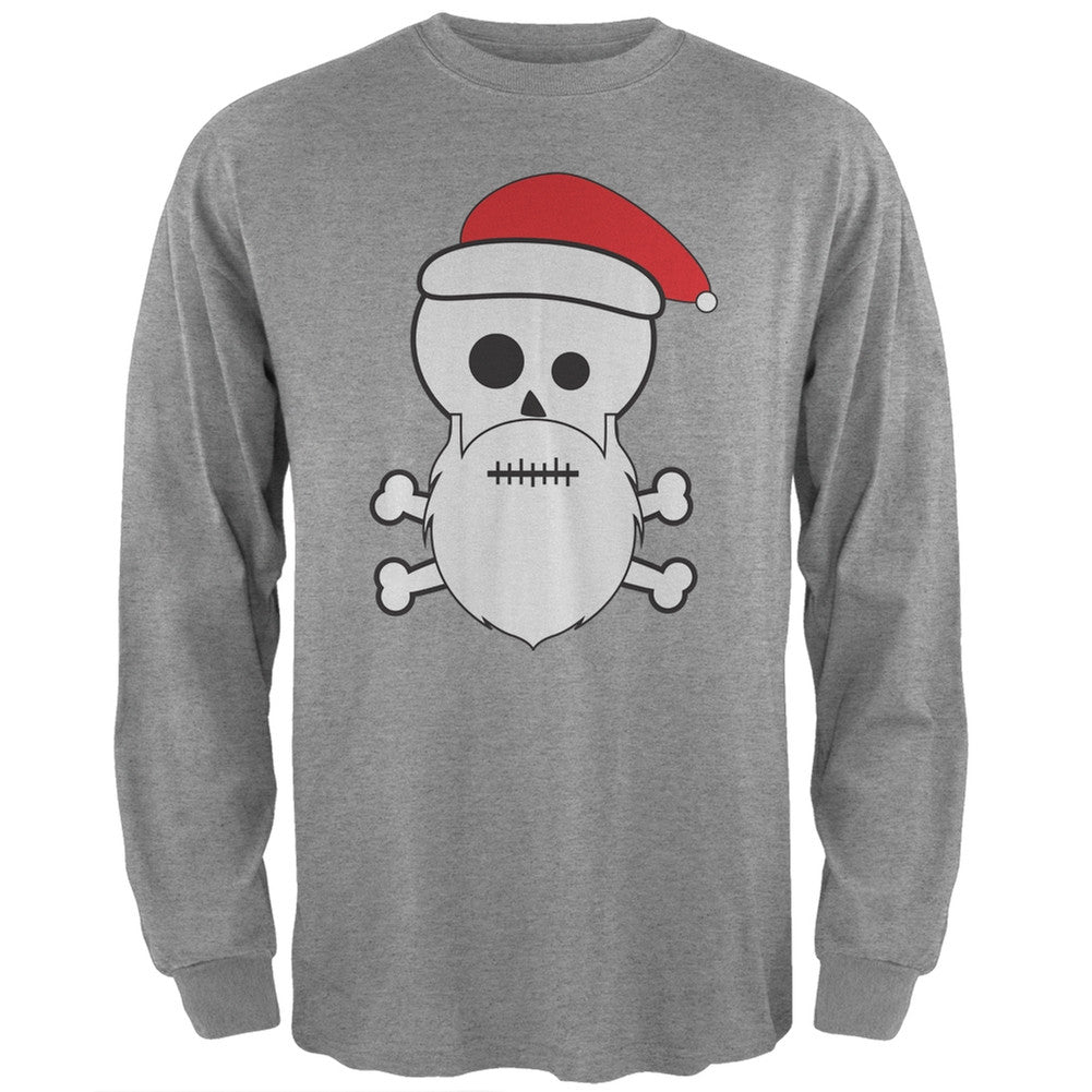 Skull and Crossbones Santa Dark Heather Grey Adult T-Shirt Men's T-Shirts Old Glory   