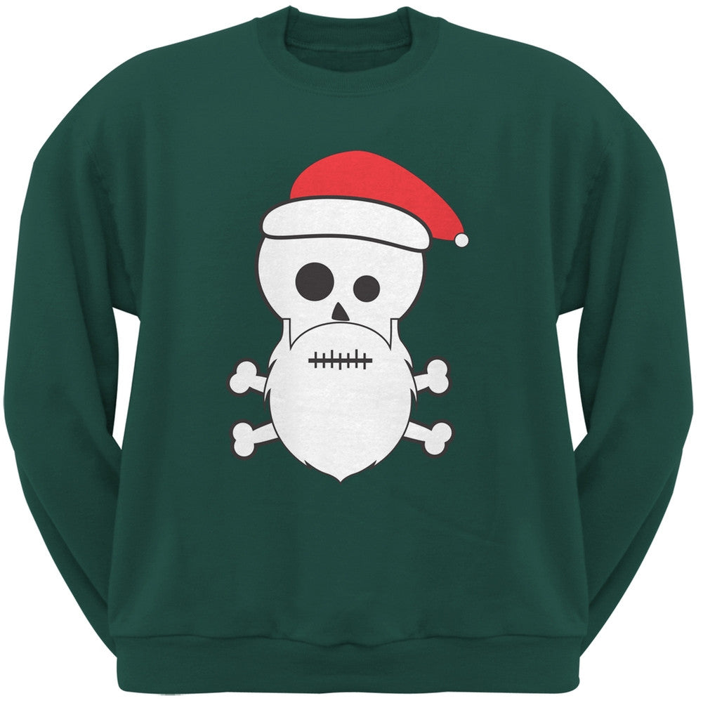 Skull and Crossbones Santa Dark Green Adult Sweatshirt Men's Sweatshirts Old Glory   