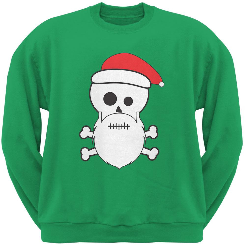 Skull and Crossbones Santa Dark Green Adult Sweatshirt Men's Sweatshirts Old Glory   