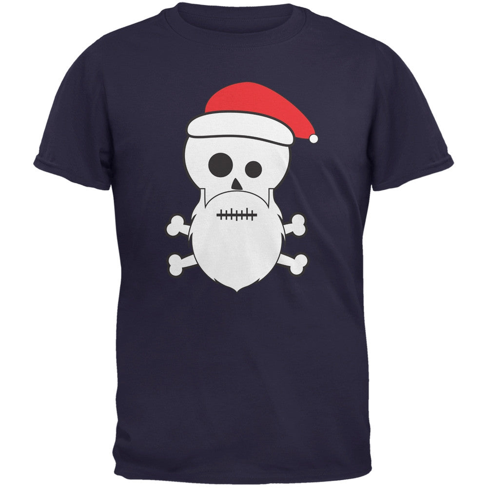 Skull and Crossbones Santa Dark Heather Grey Adult T-Shirt Men's T-Shirts Old Glory   