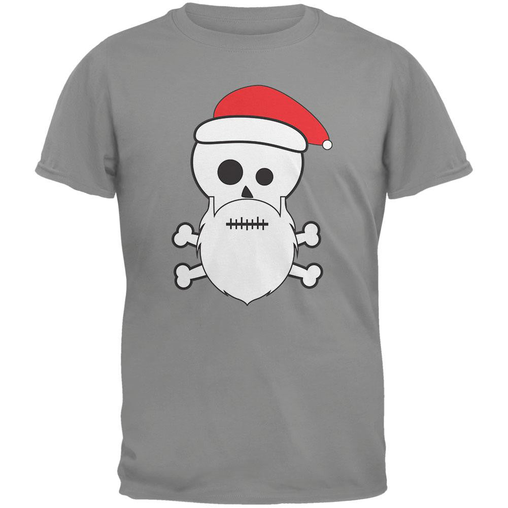 Skull and Crossbones Santa Dark Heather Grey Adult T-Shirt Men's T-Shirts Old Glory   