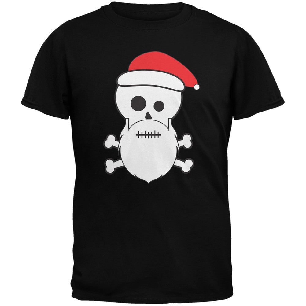 Skull and Crossbones Santa Dark Heather Grey Adult T-Shirt Men's T-Shirts Old Glory   