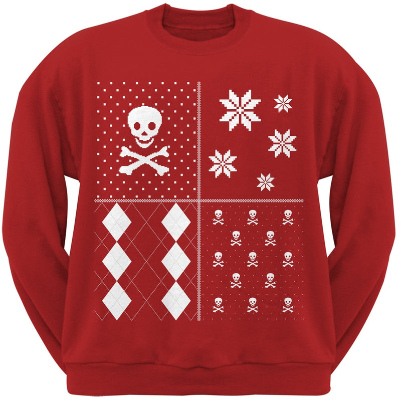 Skull and Crossbones Festive Blocks Ugly Christmas Sweater Black Sweatshirt Men's Sweatshirts Old Glory   