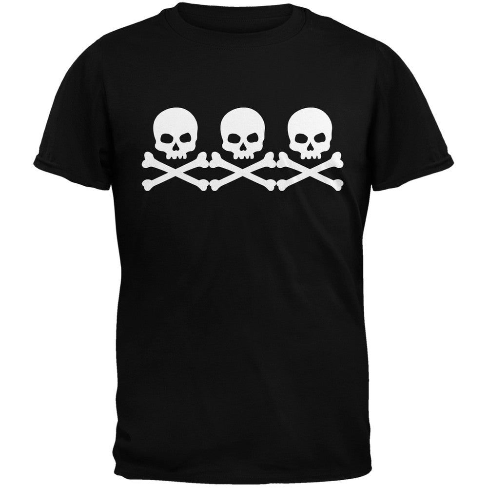 3 Skull And Crossbones Black Adult T-Shirt Men's T-Shirts Old Glory   