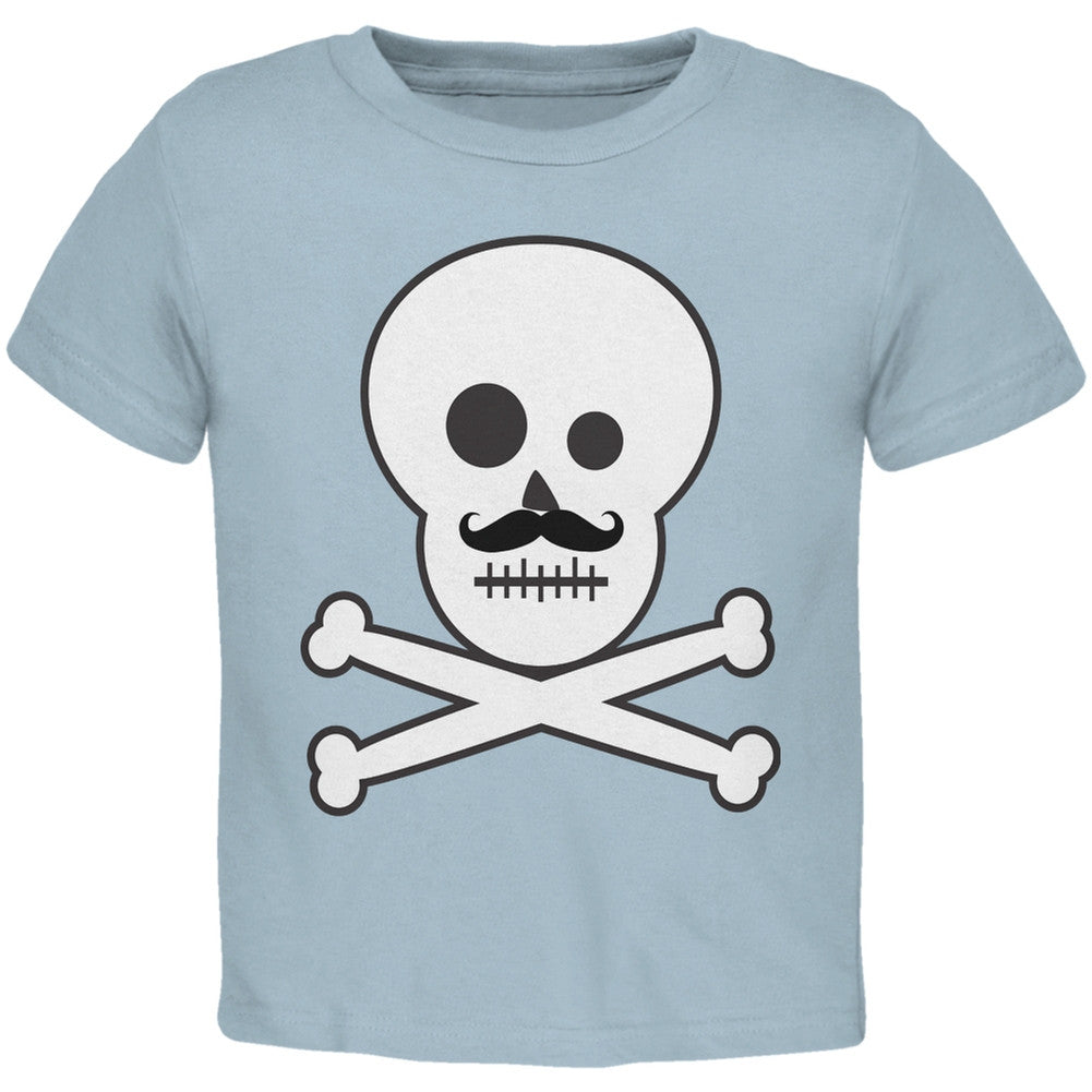 Skull and Crossbones Mustache Black Toddler T-Shirt Toddler T-Shirts Old Glory   