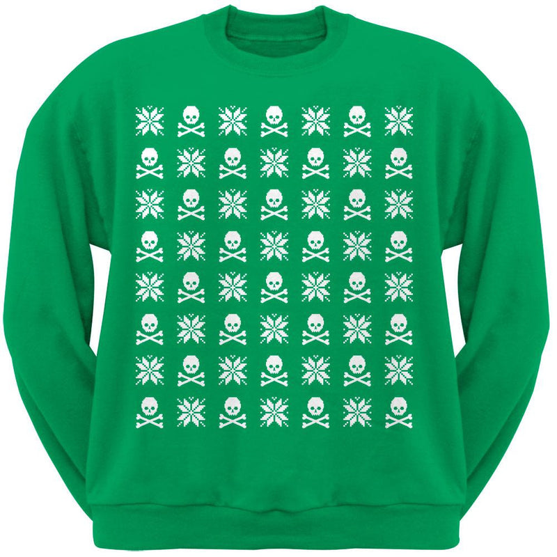 Skull And Crossbones Snowflake Ugly Christmas Sweater Black Adult Sweatshirt Men's Sweatshirts Old Glory   