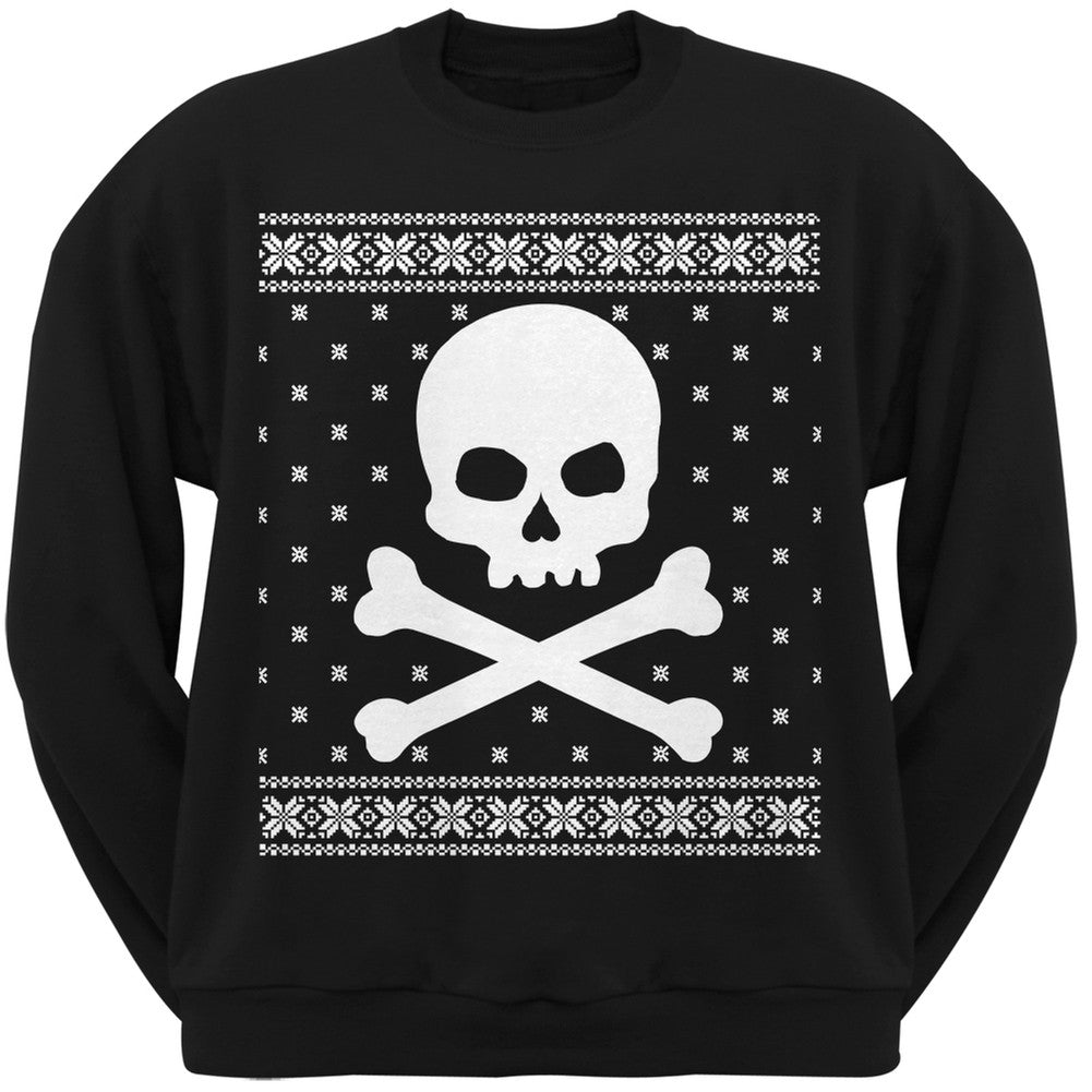 Giant Skull And Crossbones Ugly Christmas Sweater Black Adult Sweatshirt Men's Sweatshirts Old Glory   