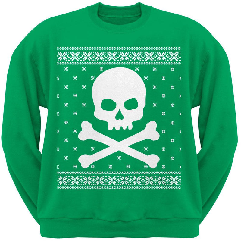 Giant Skull And Crossbones Ugly Christmas Sweater Black Adult Sweatshirt Men's Sweatshirts Old Glory   