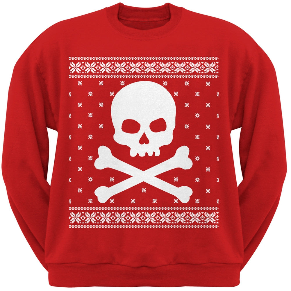 Giant Skull And Crossbones Ugly Christmas Sweater Black Adult Sweatshirt Men's Sweatshirts Old Glory   