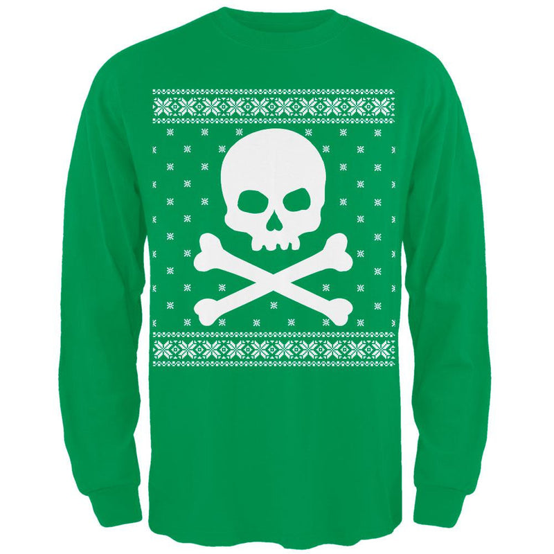 Giant Skull And Crossbones Ugly Christmas Sweater Black Adult Long Sleeve T-Shirt Men's Long Sleeves Old Glory   