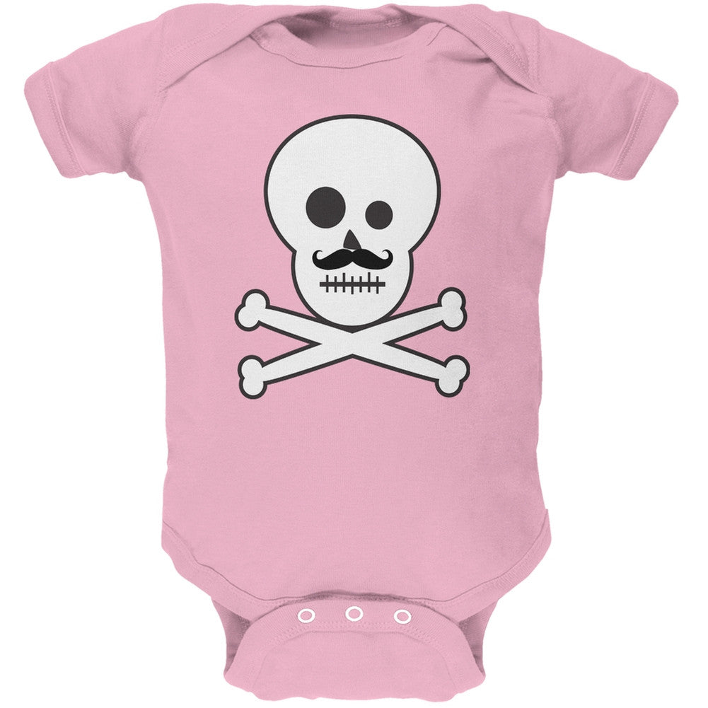 Skull and Crossbones Mustache Green Baby One Piece Baby One Piece Old Glory   