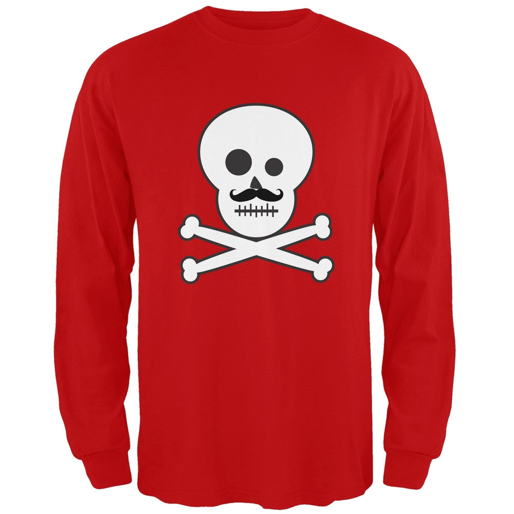 Skull and Crossbones Mustache Black Adult Long Sleeve T-Shirt Men's Long Sleeves Old Glory   