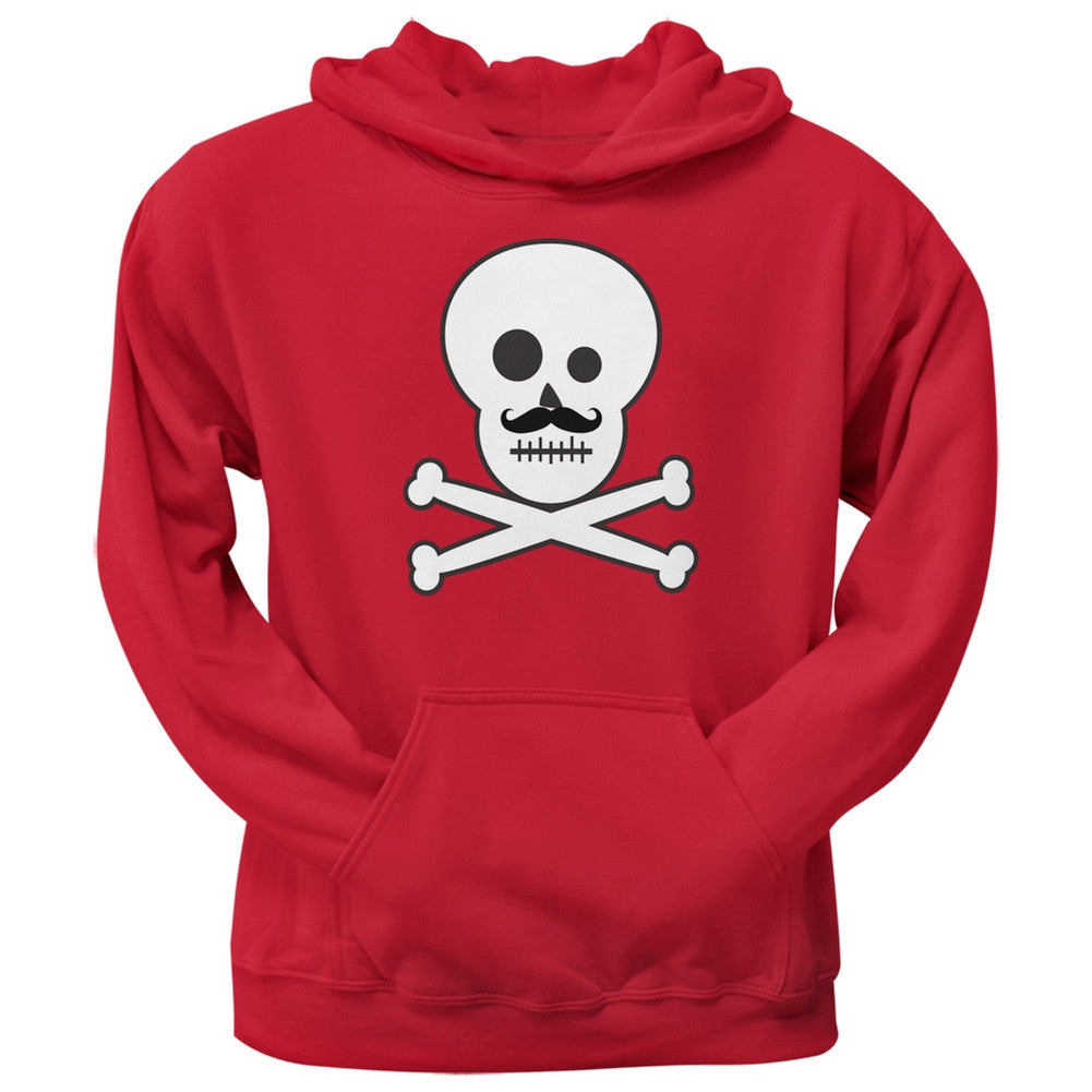 Skull and Crossbones Mustache Adult Red Pullover Hoodie Men's Hoodies Old Glory   