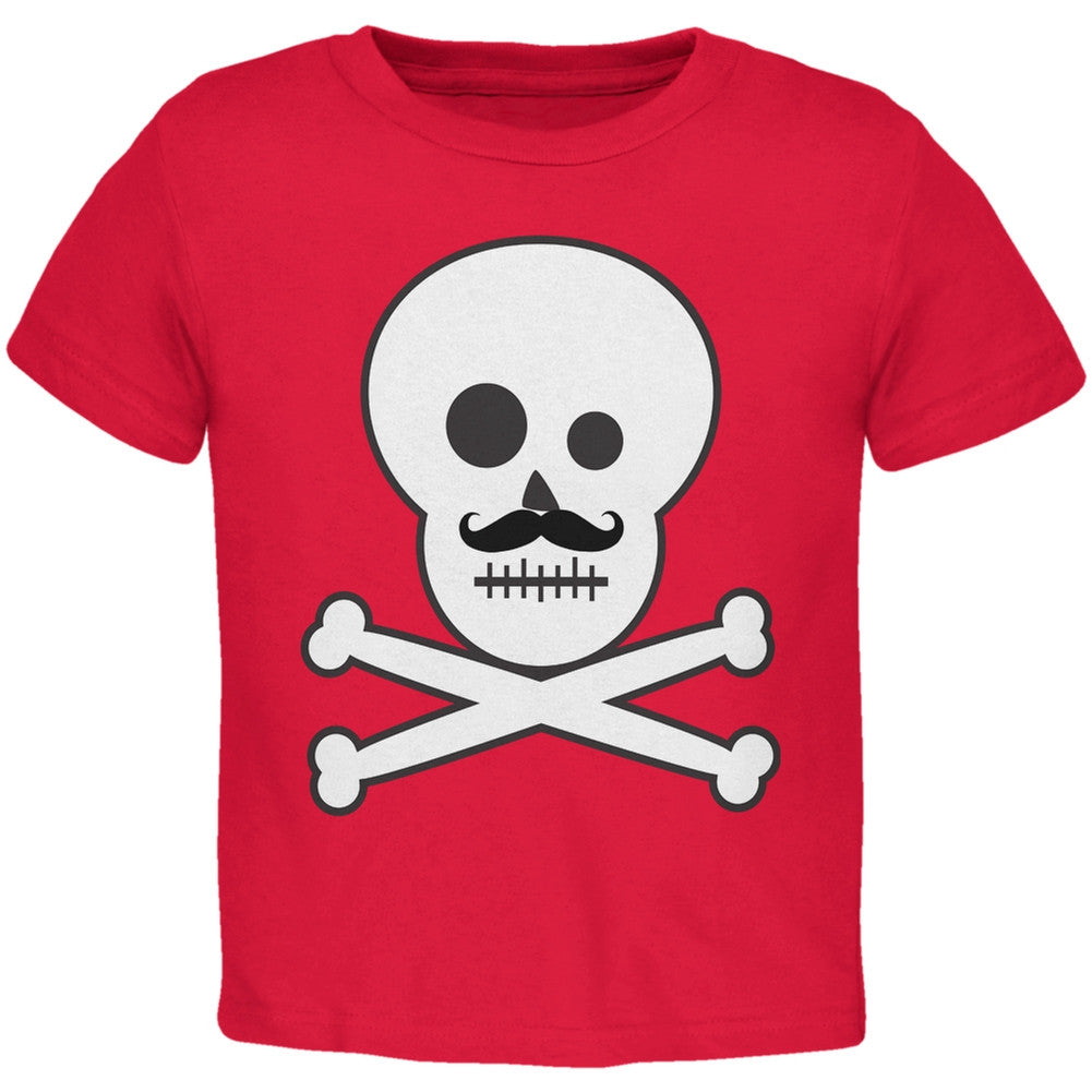 Skull and Crossbones Mustache Black Toddler T-Shirt Toddler T-Shirts Old Glory   