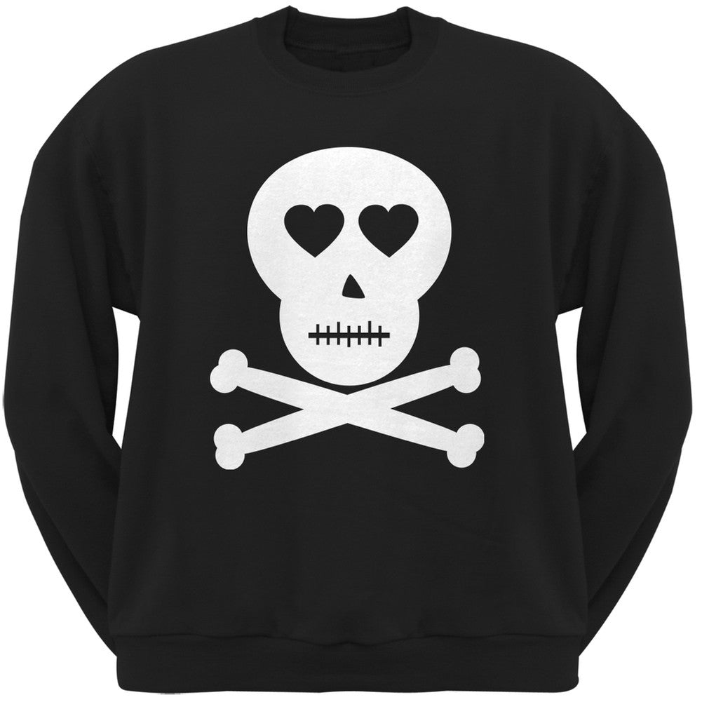 Skull And Crossbones Lovers Black Adult Crew Neck Sweatshirt Men's Sweatshirts Old Glory   