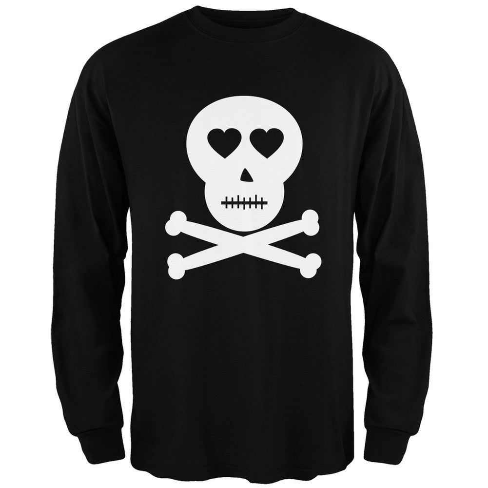 Skull And Crossbones Lovers Black Adult Long Sleeve T-Shirt Men's Long Sleeves Old Glory   