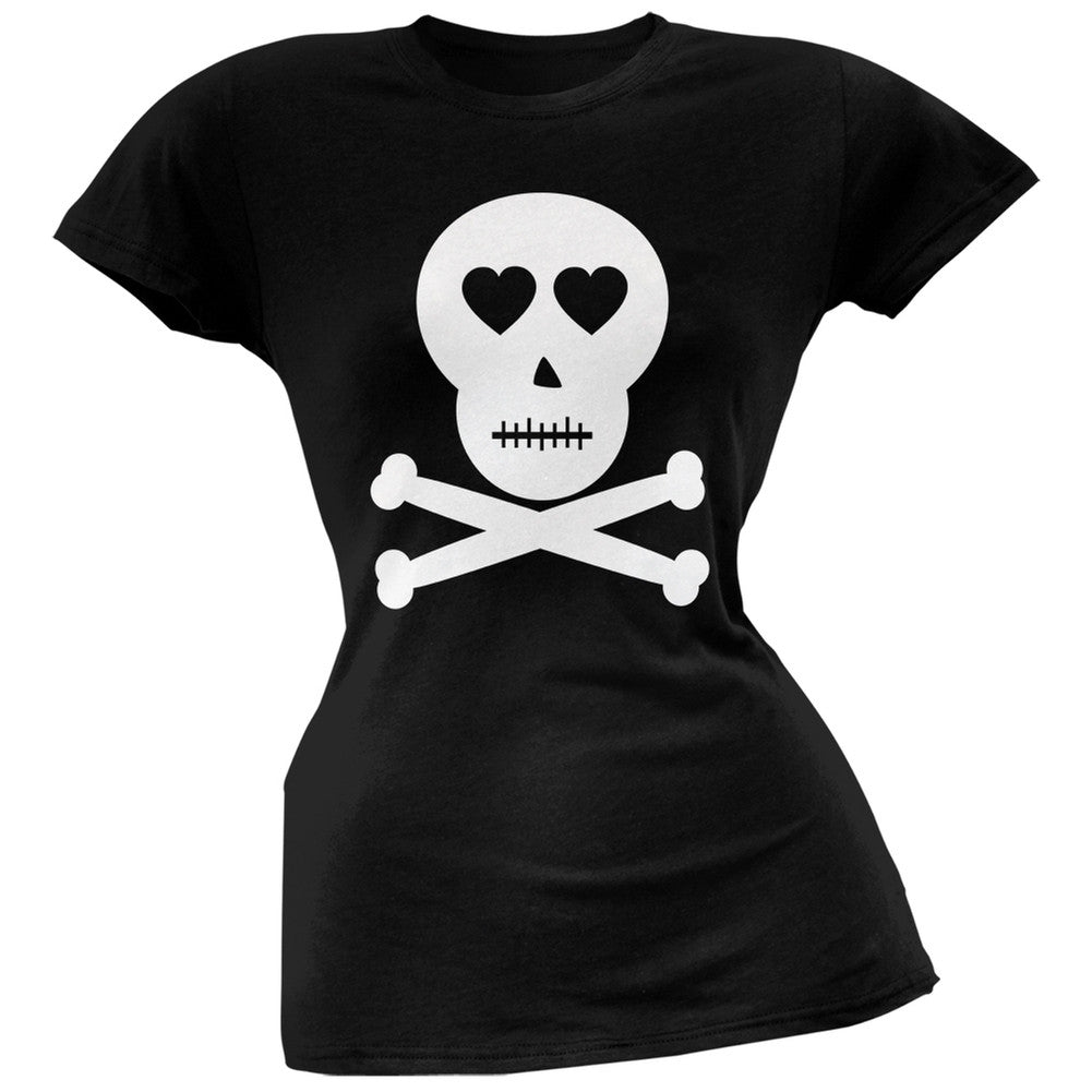 Skull And Crossbones Lovers Black Juniors T-Shirt Juniors T-Shirts Old Glory   