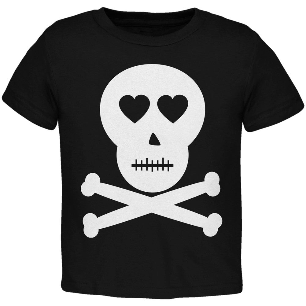 Skull And Crossbones Lovers Black Toddler T-Shirt Toddler T-Shirts Old Glory   