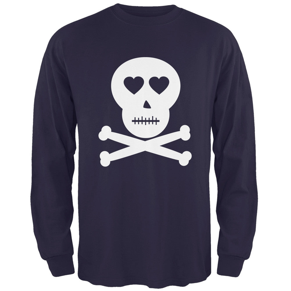 Skull And Crossbones Lovers Black Adult Long Sleeve T-Shirt Men's Long Sleeves Old Glory   