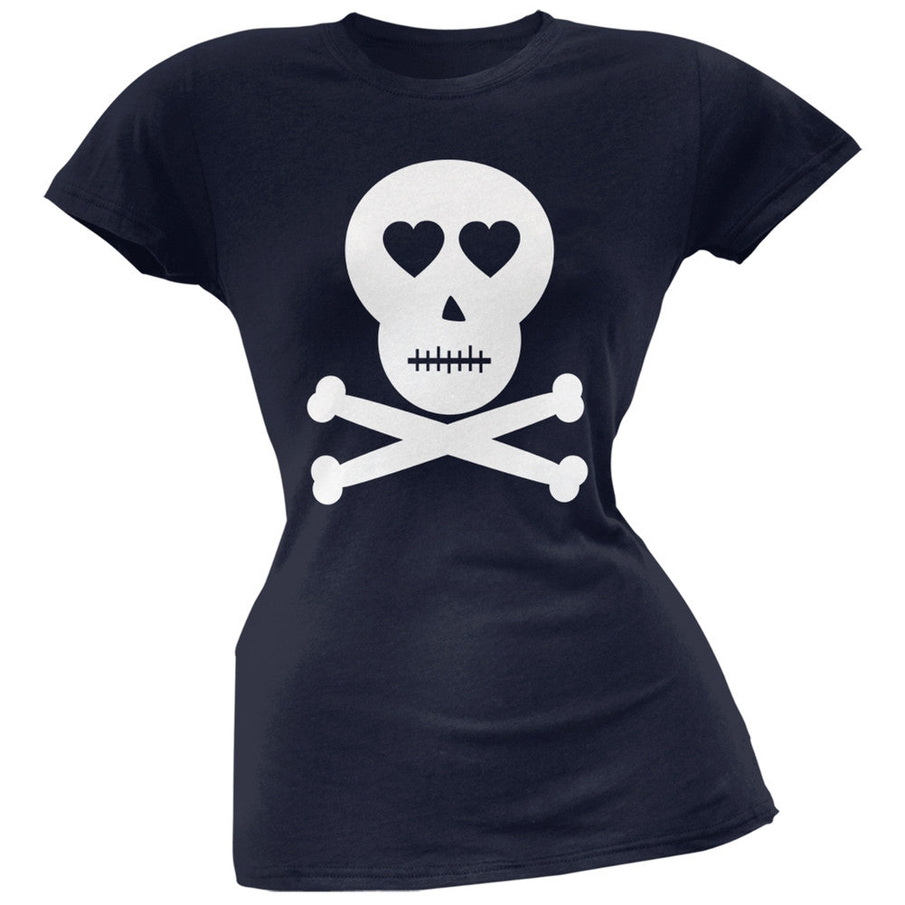 Skull And Crossbones Lovers Black Juniors T-Shirt Juniors T-Shirts Old Glory   