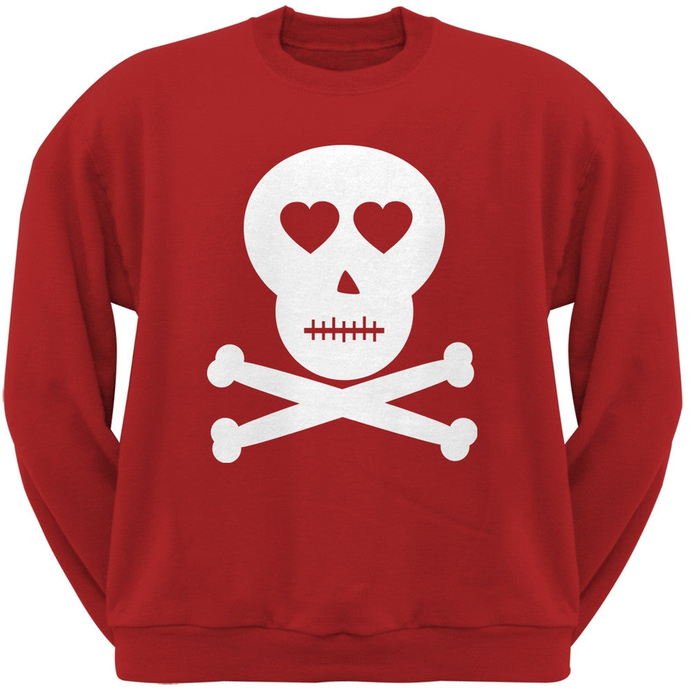 Skull And Crossbones Lovers Black Adult Crew Neck Sweatshirt Men's Sweatshirts Old Glory   