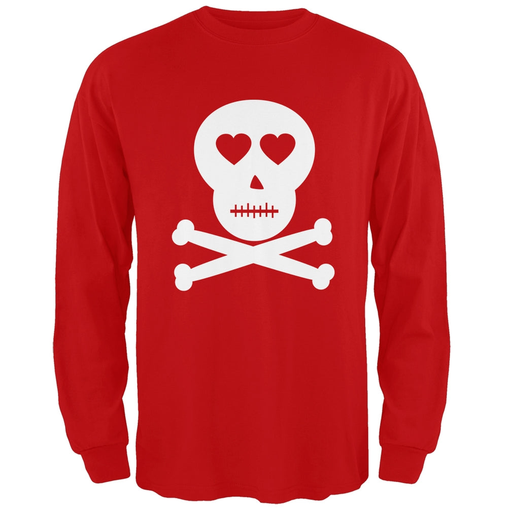 Valentine's Day - Skull And Crossbones Lovers Red Adult Long Sleeve T-Shirt Men's Long Sleeves Old Glory 2XL Red 