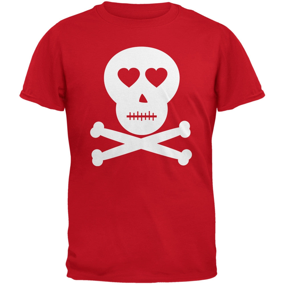 Skull And Crossbones Lovers Red Adult T-Shirt Men's T-Shirts Old Glory 2XL Red 