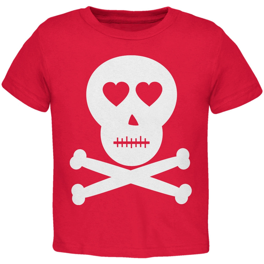 Skull And Crossbones Lovers Black Toddler T-Shirt Toddler T-Shirts Old Glory   