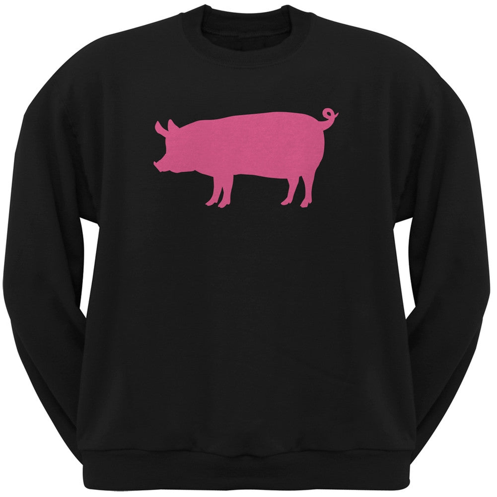 Pink Pig Silhouette Black Adult Sweatshirt Men's Sweatshirts Old Glory   