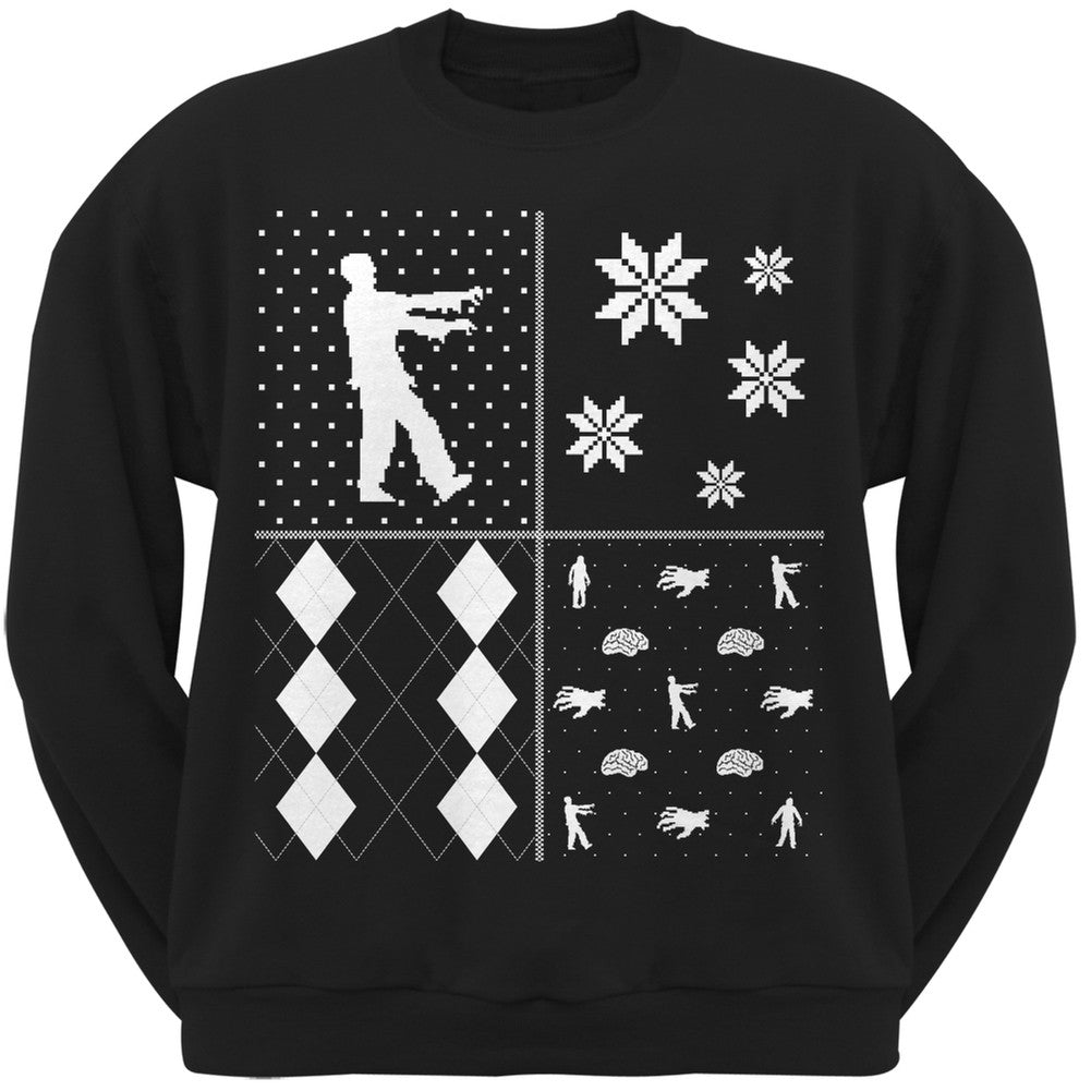 Zombies Festive Blocks Ugly XMAS Sweater Forest Adult Sweatshirt Men's Sweatshirts Old Glory   