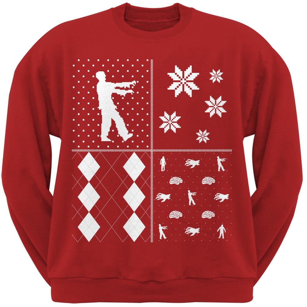 Zombies Festive Blocks Ugly XMAS Sweater Forest Adult Sweatshirt Men's Sweatshirts Old Glory   