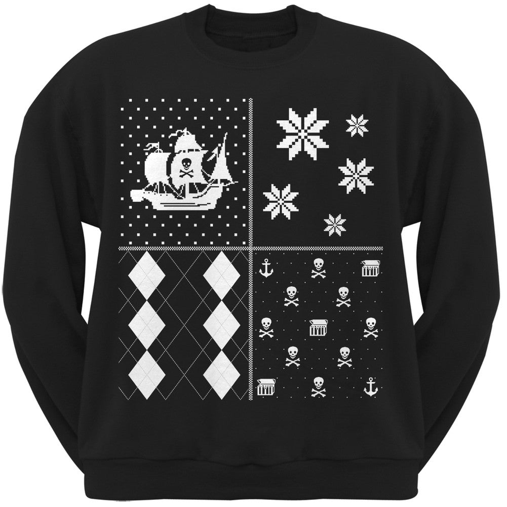 Pirates Festive Blocks Ugly Christmas Sweater Black Sweatshirt Men's Sweatshirts Old Glory   