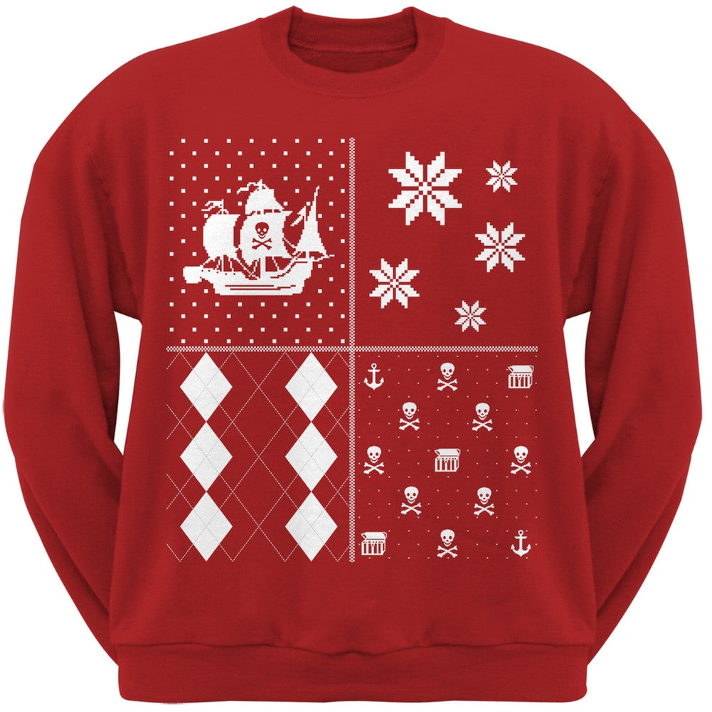 Pirates Festive Blocks Ugly Christmas Sweater Black Sweatshirt Men's Sweatshirts Old Glory   