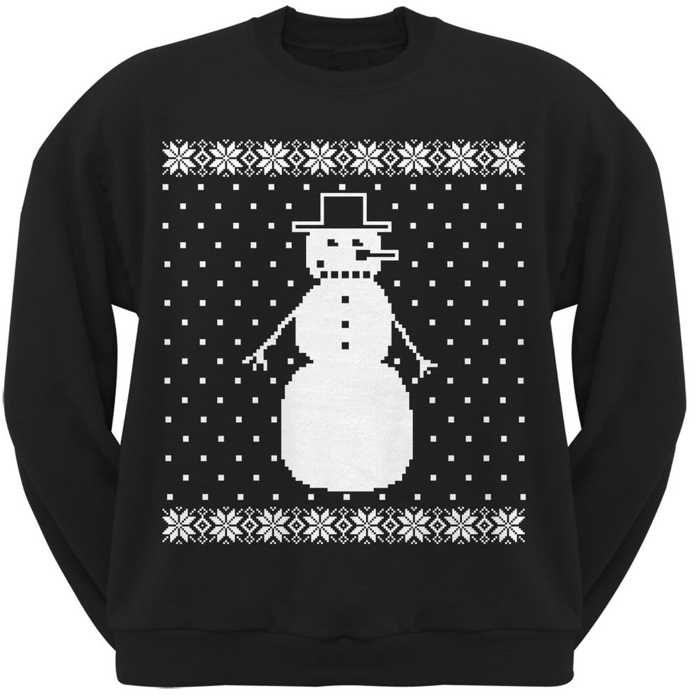 Big Snowman Ugly Christmas Sweater Black Sweatshirt Men's Sweatshirts Old Glory 2XL Black 