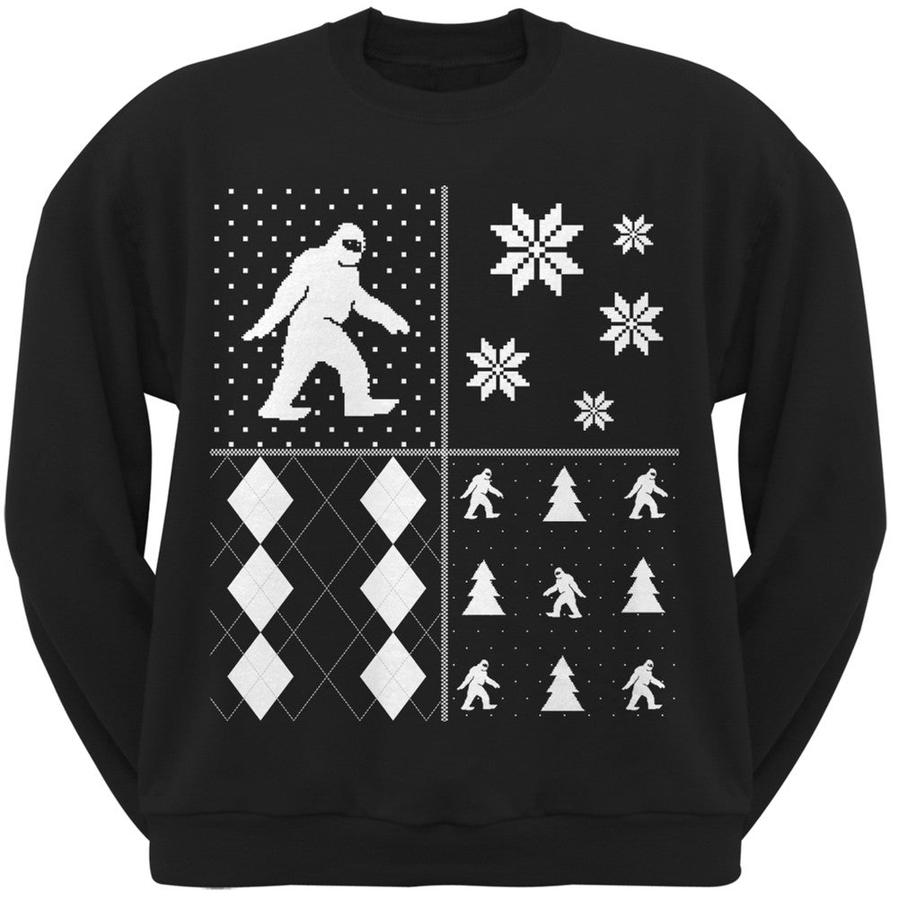 Sasquatch Festive Blocks Ugly XMAS Sweater Forest Adult Sweatshirt Men's Sweatshirts Old Glory   