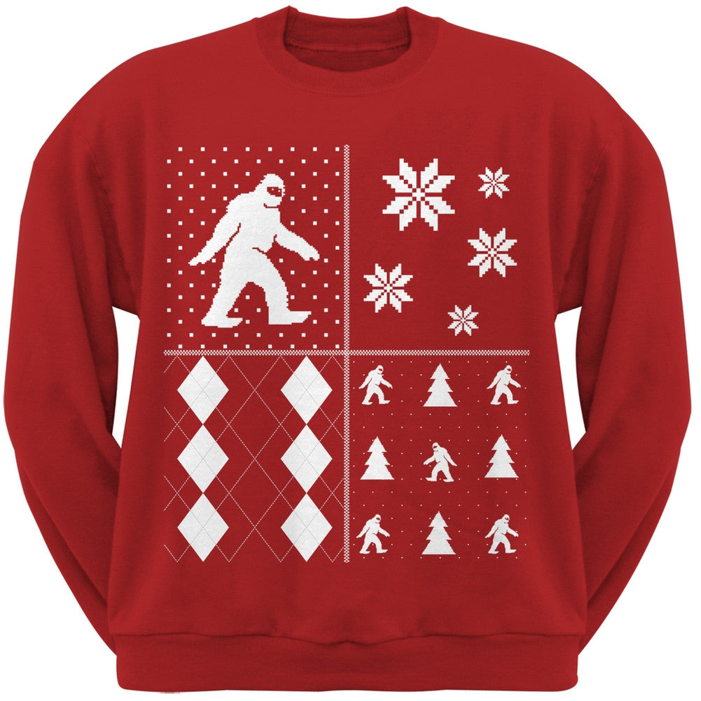 Sasquatch Festive Blocks Ugly XMAS Sweater Forest Adult Sweatshirt Men's Sweatshirts Old Glory   