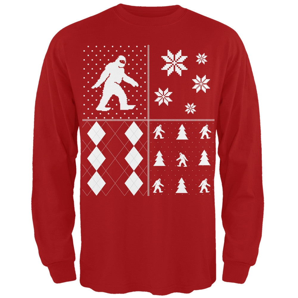 Sasquatch Festive Blocks Ugly XMAS Sweater Adult Long Sleeve T-Shirt Men's Long Sleeves Old Glory   