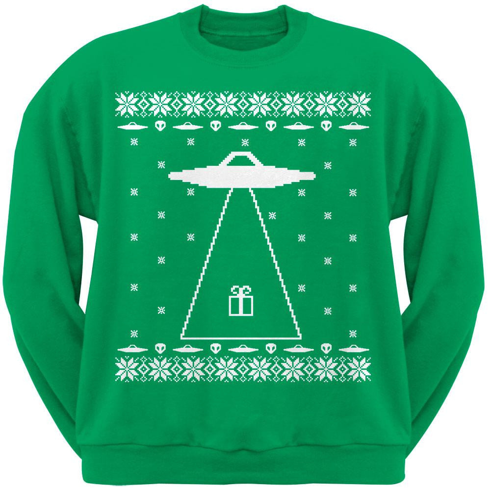 Alien Abduction Ugly XMAS Sweater Adult Sweatshirt Men's Sweatshirts Old Glory 2XL Green 