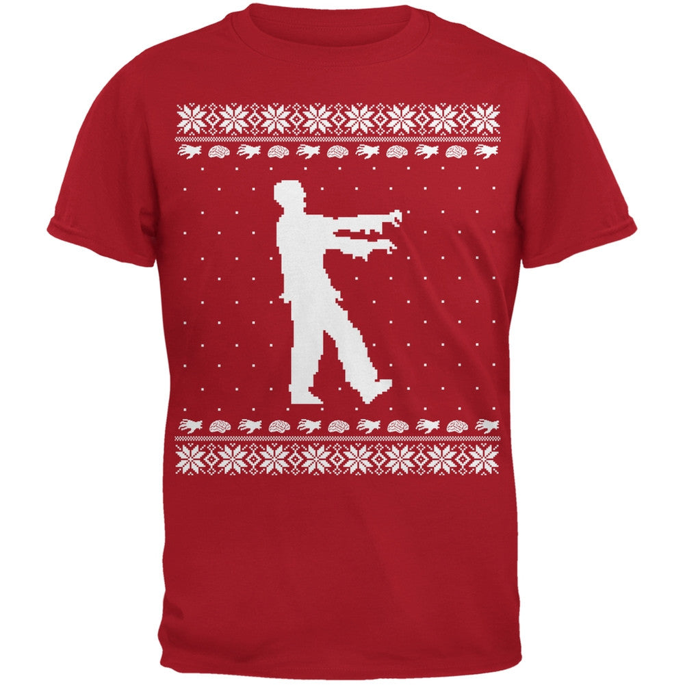 Big Zombie Ugly Christmas Sweater Red Adult T-Shirt Men's T-Shirts Old Glory 2XL Red 