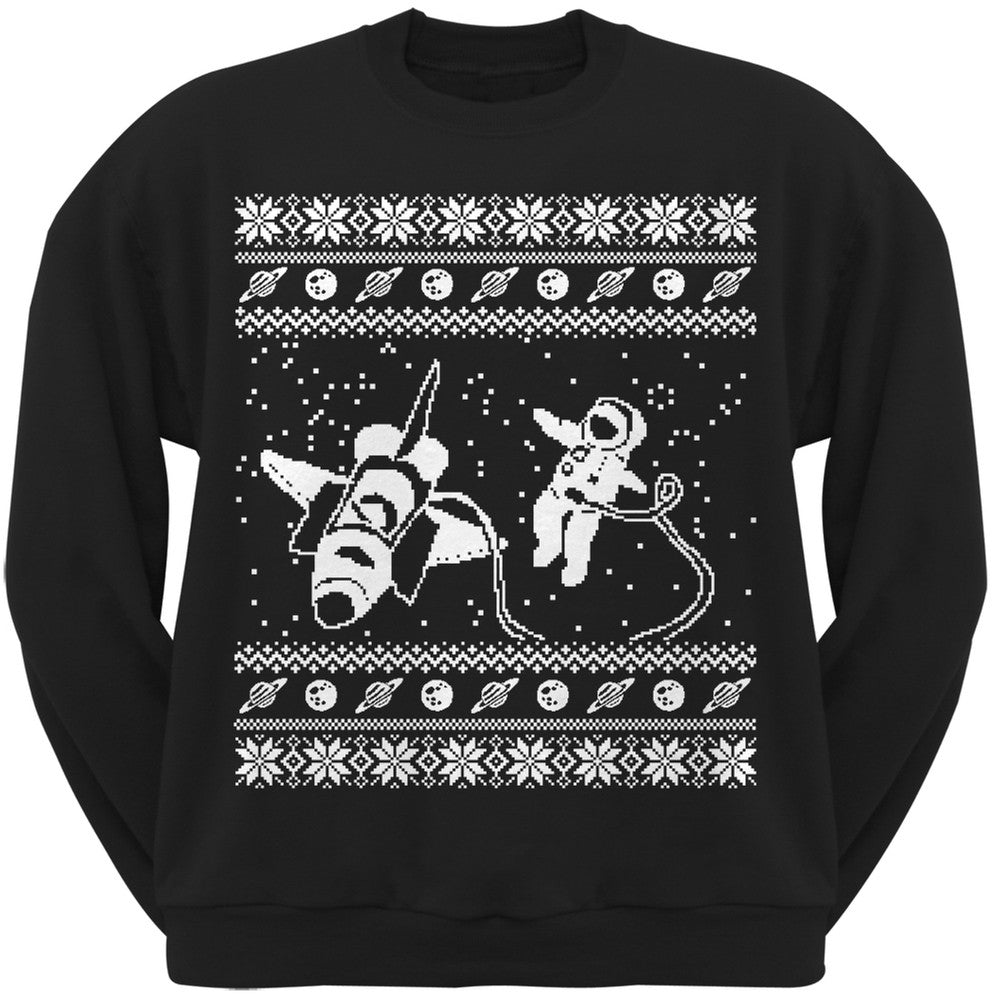 Astronaut in Space Ugly Christmas Sweater Black Sweatshirt Men's Sweatshirts Old Glory SM Black 