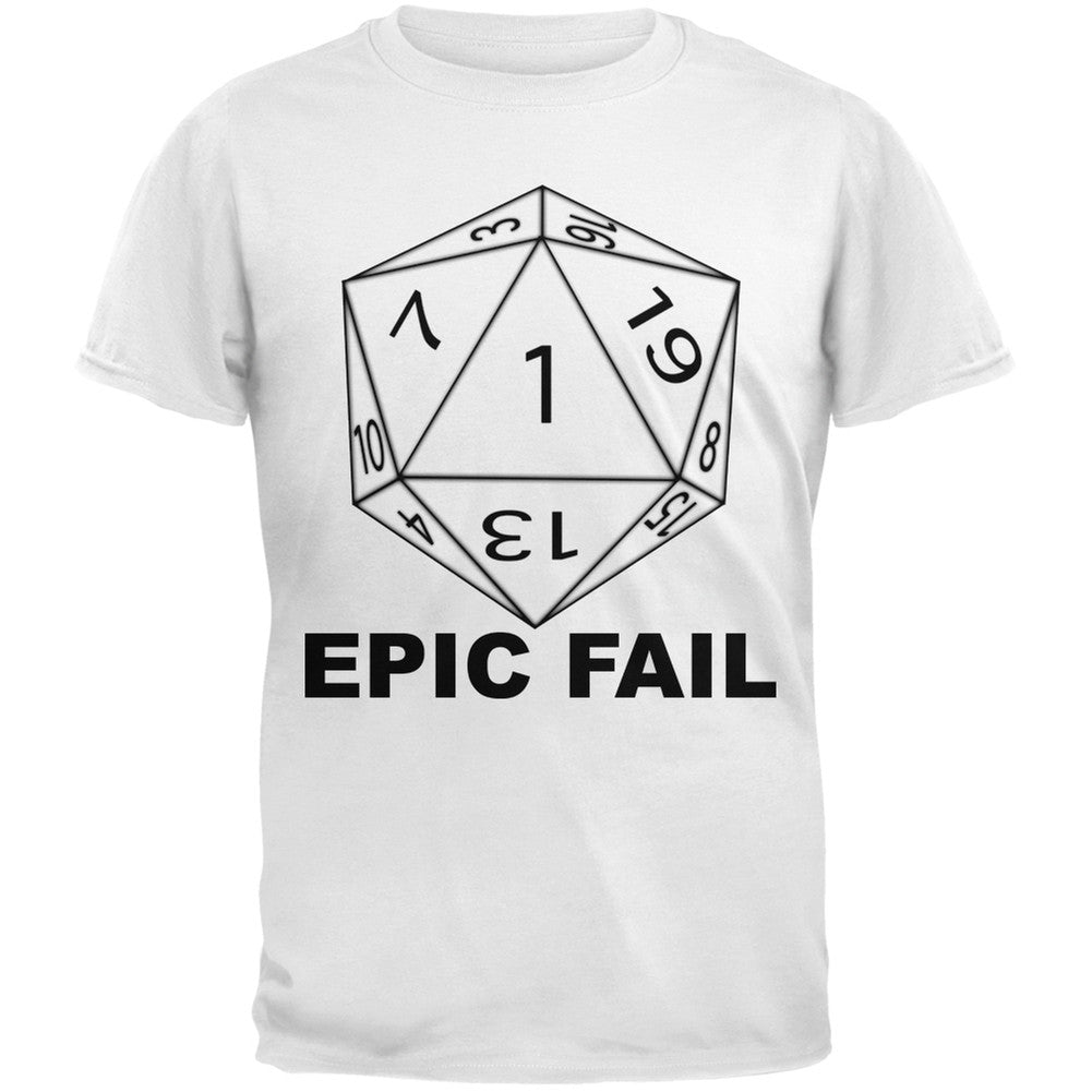 Epic Fail D20 Role Playing Game Adult T-Shirt Men's T-Shirts Old Glory SM White 