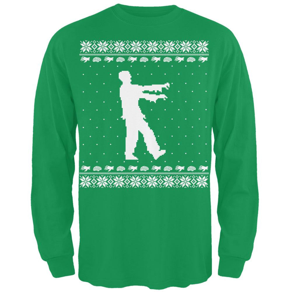 Big Zombie Ugly XMAS Sweater Forest Adult Long Sleeve T-Shirt Men's Long Sleeves Old Glory 2XL Green 