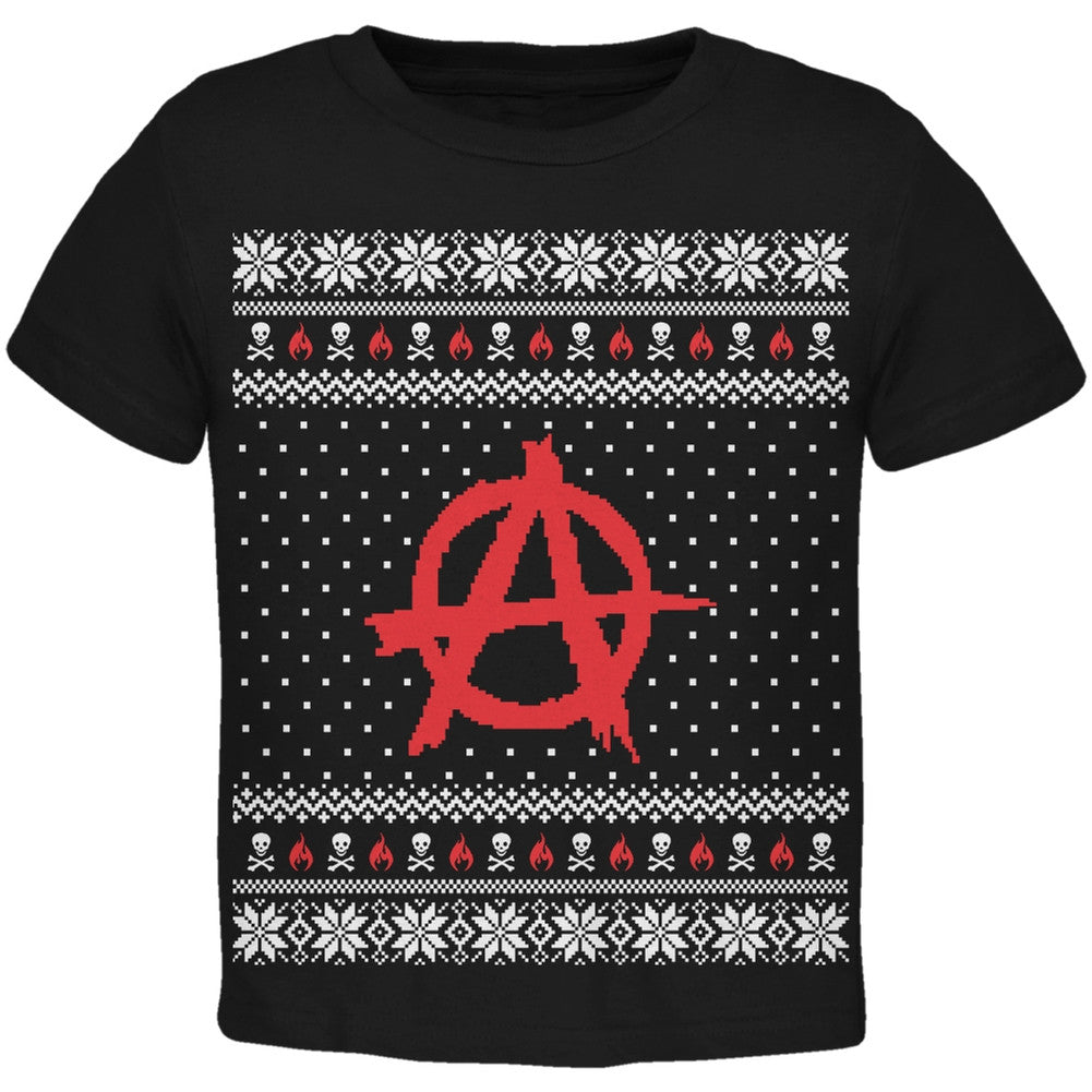 Anarchy Ugly Christmas Sweater Black Toddler T-Shirt Toddler T-Shirts Old Glory 2T Black 