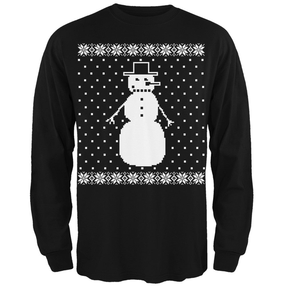 Big Snowman Ugly Christmas Sweater Black Long Sleeve T-Shirt Men's Long Sleeves Old Glory 2XL Black 