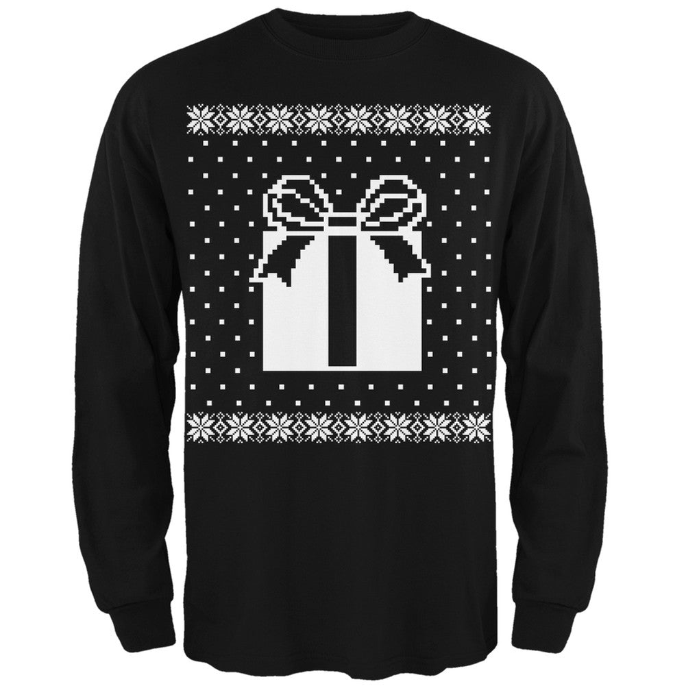 Big Present Ugly Christmas Sweater Black Adult Long Sleeve T-Shirt Men's Long Sleeves Old Glory 2XL Black 